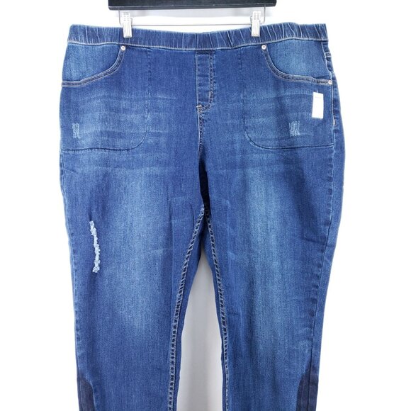 Just My Size Womens 3X Denim Jeggings Stretch Slim Fit Distressed Fray Hem High - Picture 7 of 11